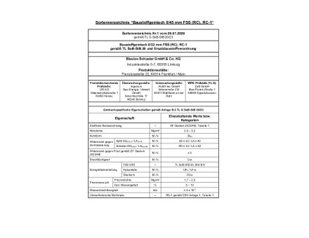 Sortenverzeichnis Baustoffgemisch 0 45 mm FSS (RC) 001  20.01.2026